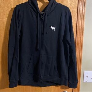 PINK oversized black zip up hoodie